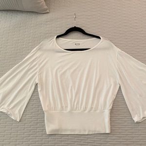 Three Dots Womens 3/4 Sleeve White Top